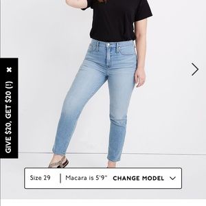 MADEWELL Classic Straight Jeans in Meadowland Wash Size 27- amazing condition!